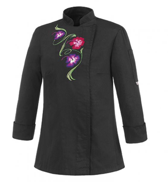 Kochjacke BLACK FLOWERS